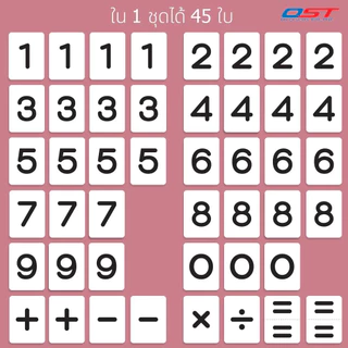 บัตรคำ Flashcards ชุด ตัวเลข 0-9 และเครื่องหมายคณิตศาตร์ ผลิตจากพลาสติก ขนาดบัตร 4.5x6 ซม./ ET-119
