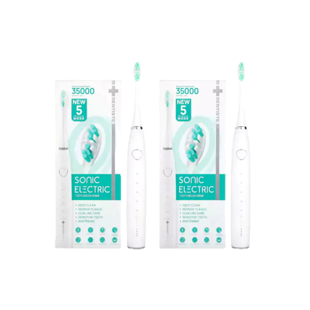 (แพ็ค 2) Dentiste เดนทิสเต้ แปรงสีฟันไฟฟ้า โซนิค 5 โหมด Electric Sonic Toothbrush ลดคราบหินปูนและแบค