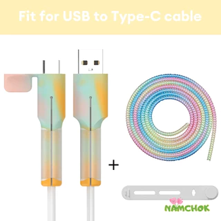 【NK】4PCS สายเกลียว ฝาครอบป้องกันสายเคเบิลข้อมูลป้องกันการแตก ฝาครอบป้องกันซิลิโคน ฝาครอบป้องกันสายเคเบิลข้อมูล