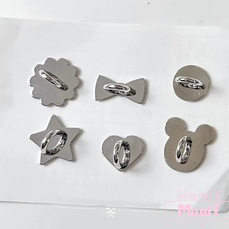 Griptok บัคเคิล ที่ติดหลังโทรศัพท์สำหรับห้อยพวงกุญแจ มีกาวในตัว บัคเคิ้ลติดหลังโทรศัพท์ หัวใจสีเงิน สำหรับห้อยพวงกุญแจ