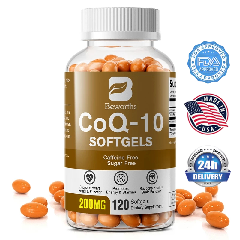 BEWORTHS CoQ-10 Capsules 200 Mg Coenzyme Q10 Vegetarian for Energy Support Heart Healthy Protective Antioxidant
