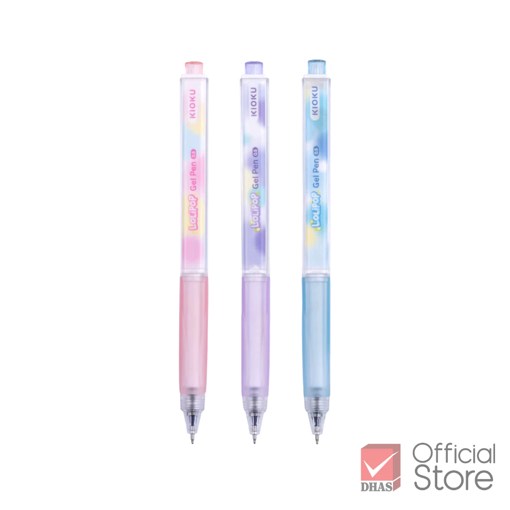 Kioku ปากกา ปากกาเจล Lolipop ลอลลิพอพ น้ำเงิน 0.5 คละสี จำนวน 1 ด้าม