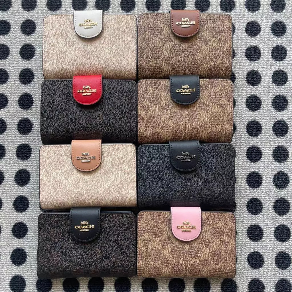 Medium Wallet CW786 กระเป๋าสตางค์ใบเล็ก กระเป๋าสตางค์ ผู้หญิง ตัวล็อกแบบกด ช่องซิป Y66U31E9
