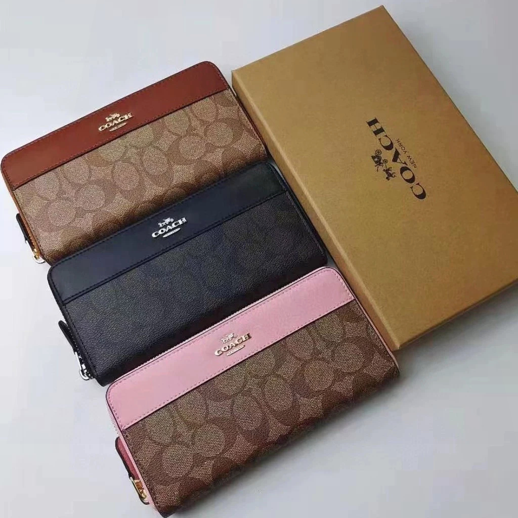 Accordion zip wallet 76873 กระเป๋าสตางค์ซิปยาวผู้หญิง การจับคู่แบบคลาสสิก จับคู่สี Z77V58X3