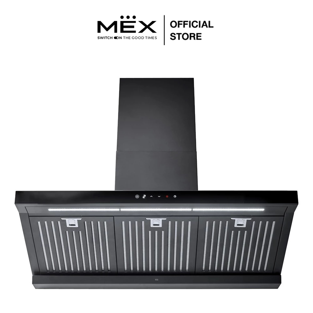 MEX รุ่น K635BFB90 เครื่องดูดควันกระโจมทรงกล่องระบบสัมผัส ขนาด 90 ซม. (สีดำ)