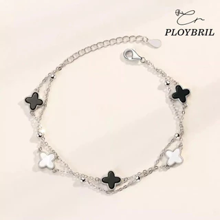 PLOYBRIL กําไลเงินแท้ Four-leaf Clover กําไลข้อมือ สร้อยข้อมือนำโชค สร้อยข้อมือโคลเวอร์ วาเลนไทน์ S039