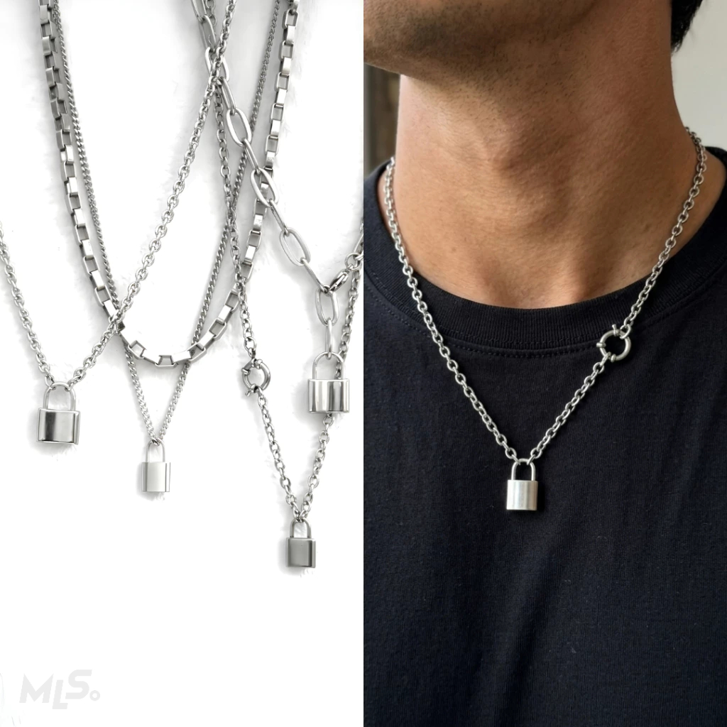 MLS | Set Lock 4 รุ่น สร้อยคอสแตนเลส ห้อยจี้แม่กุญแจ