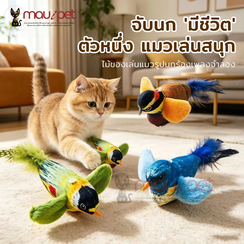 【Flash Sale⚡】ของเล่นแมว เลียนแบบเสียงนก มีกัญชาแมว ฝึกสัญชาตญาณนักล่า Cat Toys