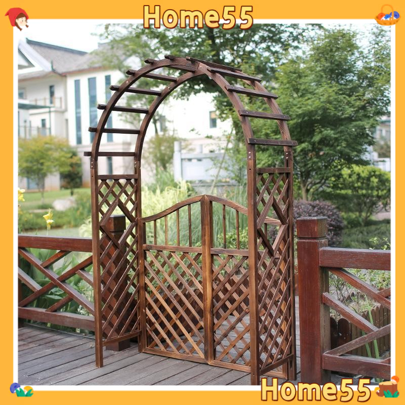 Home55🏠- ชั้นวางดอกไม้ในสวนแบบไม้โค้งกันสนิม