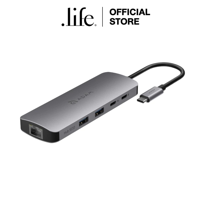 ADAM elements ฮับมัลติมีเดีย Hub SE10 USB-C 10-in-1 - Grey | by Dotlife