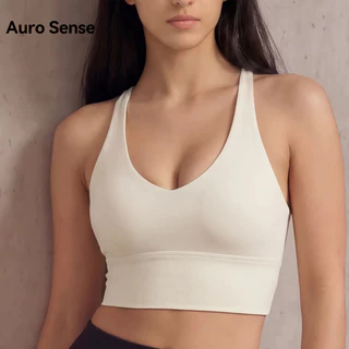 Auro Sense สปอร์ตบรา คอ U ลึก ผ้าต้านแบคทีเรีย ยืดได้ 4 ทิศทาง แผ่นรองในตัว เล่นโยคะ วิ่ง ฟิตเนส ออกกำลังกาย