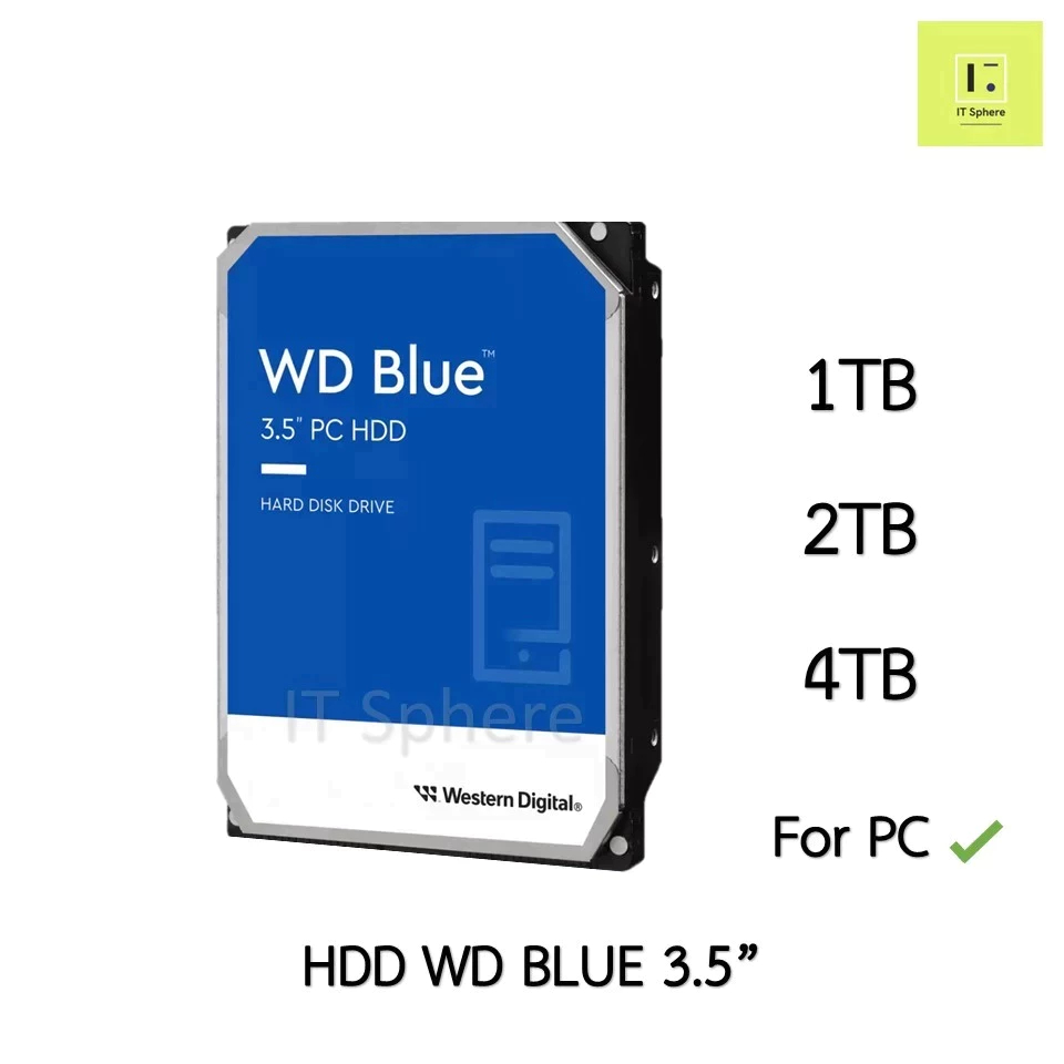 [ HDD for PC ] WD BLUE 3.5” สำหรับ คอมพิวเตอร์ 1TB 2TB 4TB 7200 7400rpm 5400 5400rpm 3.5 นิ้ว  3.5นิ