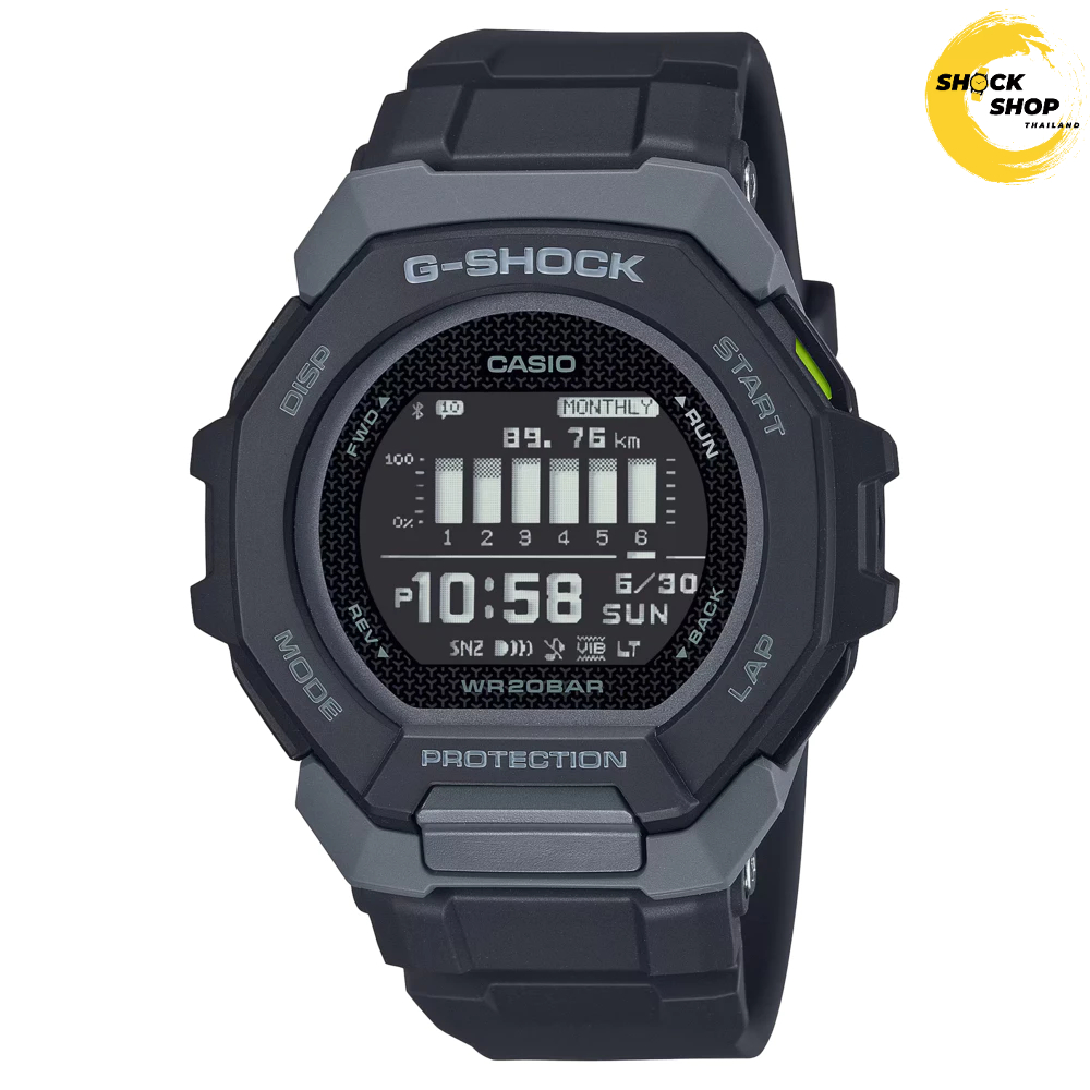 CASIO G-SHOCK นาฬิกาข้อมือ ผู้ชาย รุ่น GBD-300-1 ซีรีส์ GBD-300 G-SQUAD วัสดุเรซิ่น สีดำ จีช็อค
