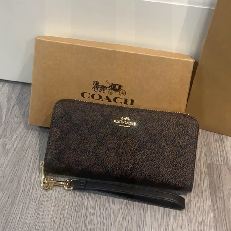 Long Zip Around Wallet In Signature Canvas CW778 กระเป๋าสตางค์ กระเป๋า ซิป YKK