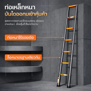 บันไดพับได้ บันไดอลูมิเนียม บันไดแบบยืดหดได้ พกพาได้สะดวก 1500KG ยืดหดและพับเก็บง่าย บันไดพับได้หลายฟังก์ชัน