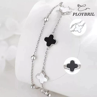 PLOYBRIL กําไลเงินแท้ Four-leaf Clover กําไลข้อมือ สร้อยข้อมือนำโชค สร้อยข้อมือโคลเวอร์ วาเลนไทน์ S039