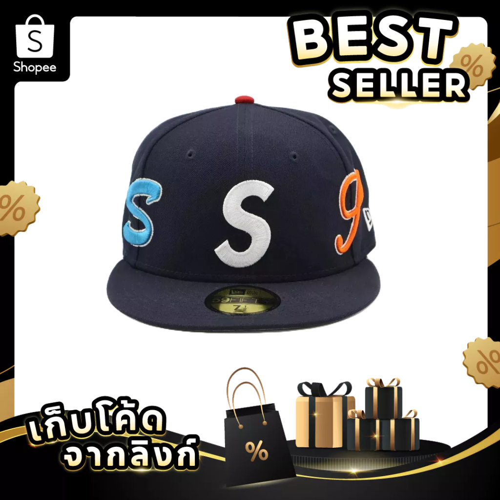 [ของแท้] supreme mlb teams box logo new era 59fifty cap - black