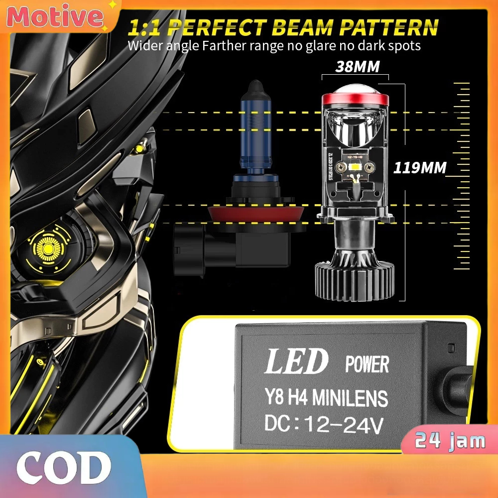 【1คู่】หลอดไฟรถยนต์ หลอดไฟ Y8 H4 LED หลอดไฟ ไฟหน้าหลอดไฟ