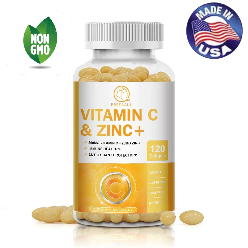 Vitamin C 1000mg +Zinc 20mgวิตามินซี + สังกะสี 120 แคปซูล | เสริมภูมิคุ้มกัน บำรุงผิว ลดริ้วรอย สูตรพรีเมียม 2-in-1