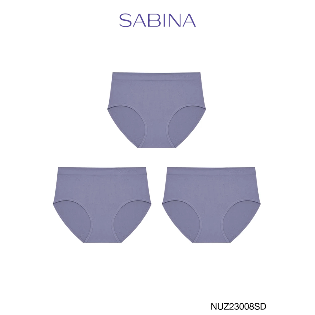 (Set 3 ชิ้น) Sabina Panty Zone Seamless Fit Seamless Series กางเกงในทรงเอวสูงปานกลาง รหัส NUZ23008SD - สีเทาเข้ม