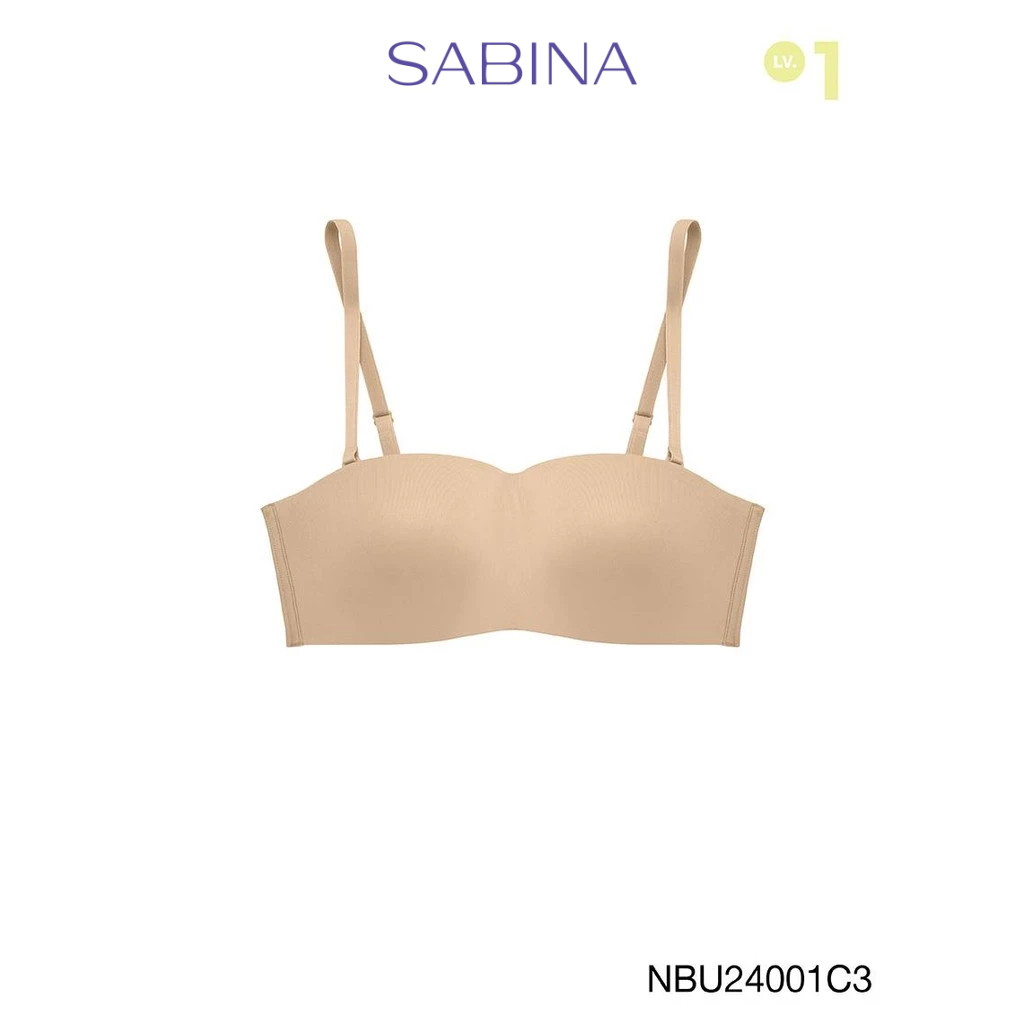 Sabina Pretty Perfect Level 1 เสื้อชั้นใน เกาะอก ไร้โครง รหัส NBU24001C3 - สีเนื้อเข้ม