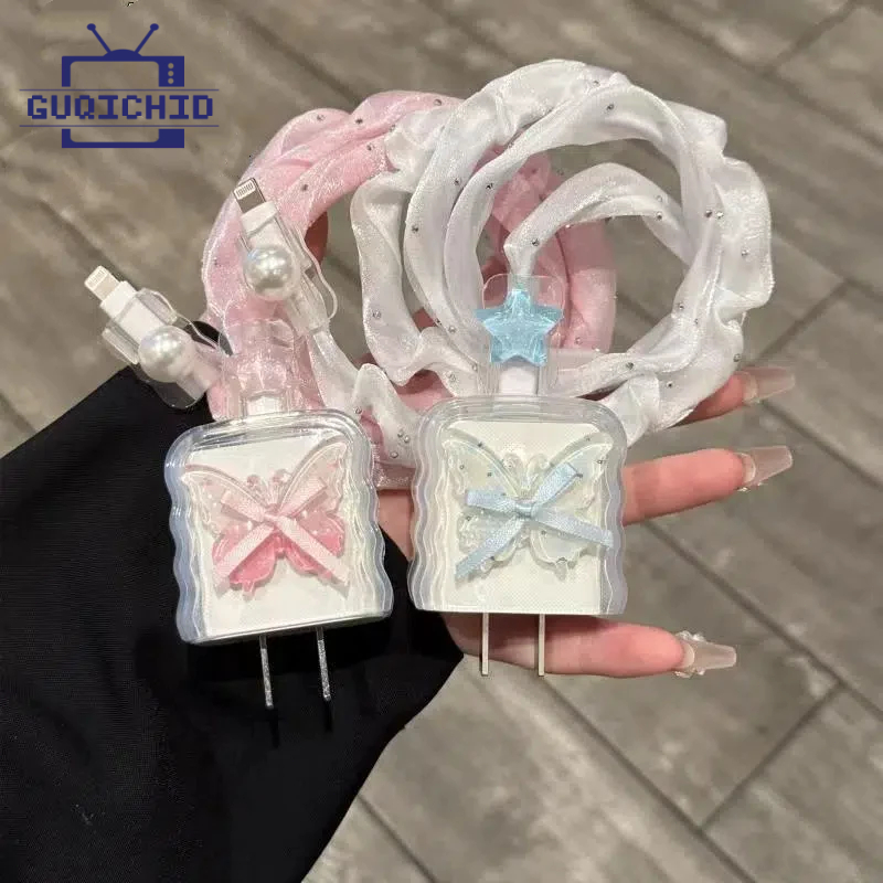 ใหม่ (1ชุด5ชิ้น) เคสถนอมสายชาร์จ Charger Protector  ชุดถนอมสายชาร์จลายน่ารักๆ ชุดแต่งสายชาร์จลายสวยหรู IP 18W/20W