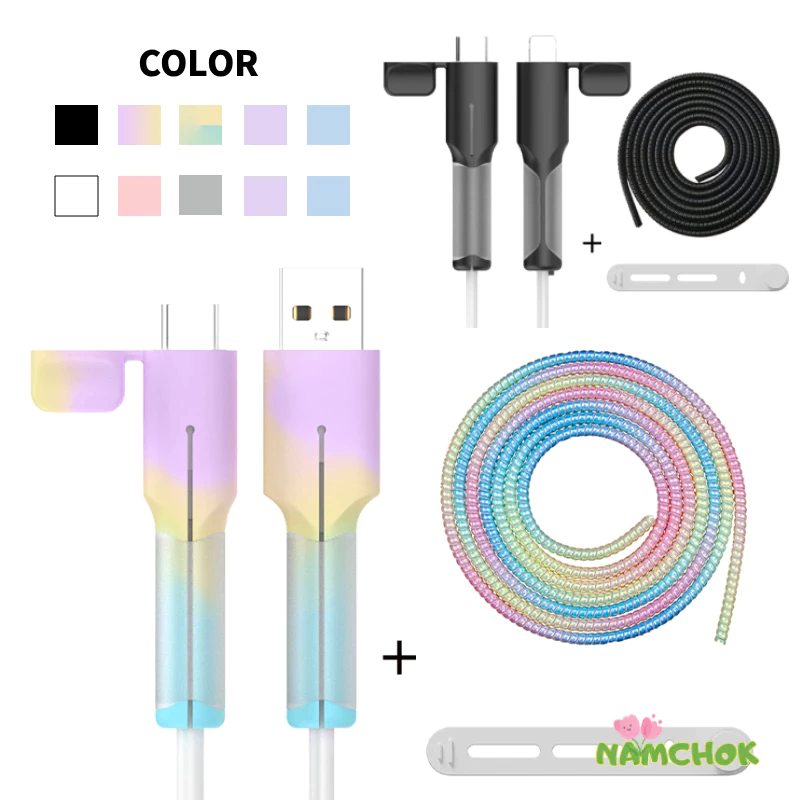【NK】4PCS สายเกลียว ฝาครอบป้องกันสายเคเบิลข้อมูลป้องกันการแตก ฝาครอบป้องกันซิลิโคน ฝาครอบป้องกันสายเคเบิลข้อมูล
