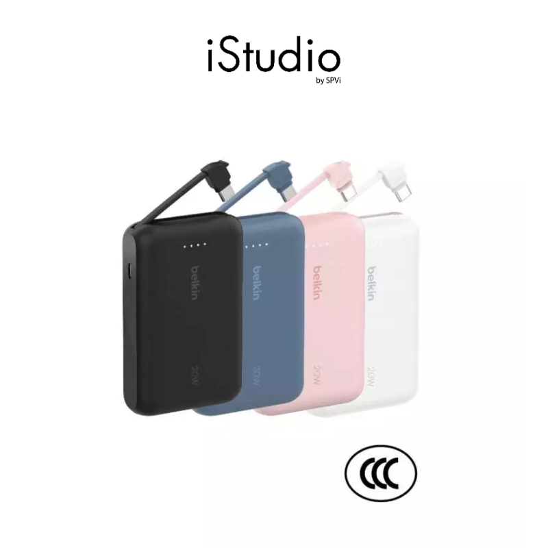 Belkin Boostcharge Power Bank 10K With Integrated Cable - แบตเตอรี่สำรอง มาตรฐาน (CCC)