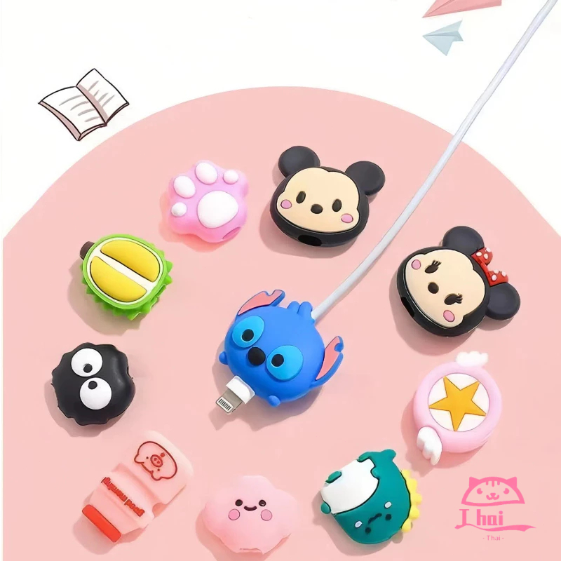 Cable Bite ที่กันสายหัก ลายการ์ตูน cable protector สำหรับ สายชาร์จ สำหรับiP/Type-C Anti-Break Cable Protective Cover Th