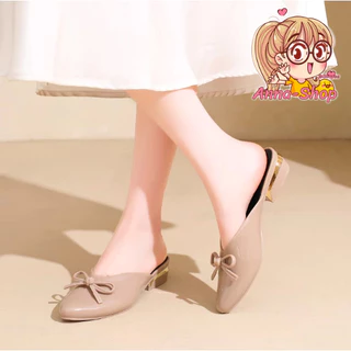 Anna shop รองเท้าคัทชูแฟชั่น แต่งโบว์น่ารัก รองเท้าแตะ ดีไซน์สวยทันสมัย แบบสวมเปิดส้น พร้อมส่ง T392