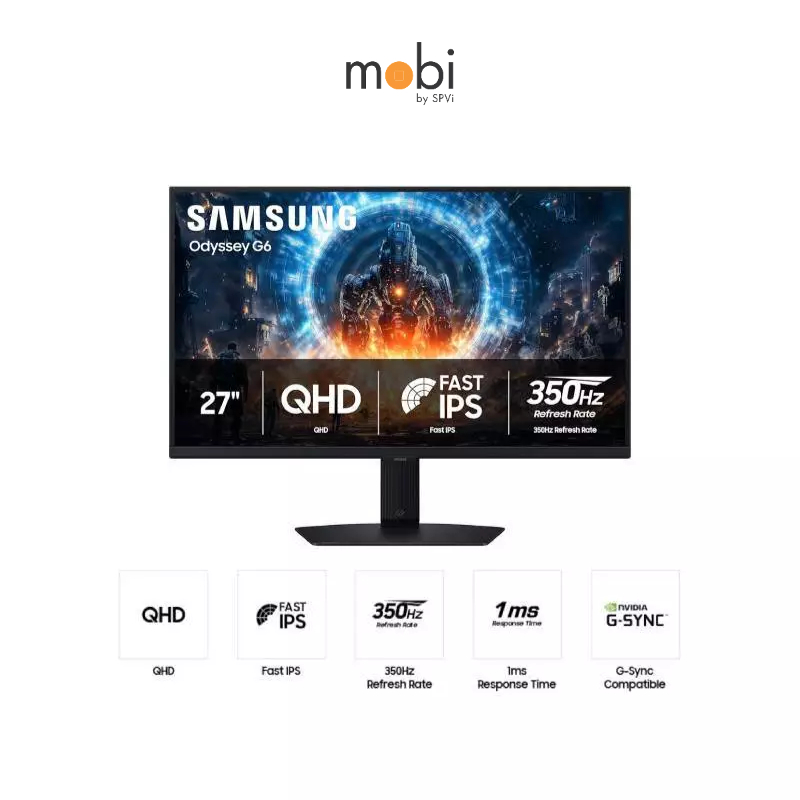 SAMSUNG จอมอนิเตอร์ 27" Odyssey G6 G60F QHD 350Hz Gaming Monitor | LS27FG602EEXXT