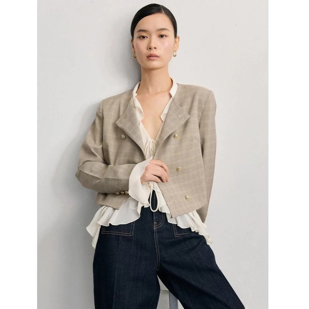 [Pomelo] เสื้อแจ็คเก็ตลายตาราง / Checkered Jacket