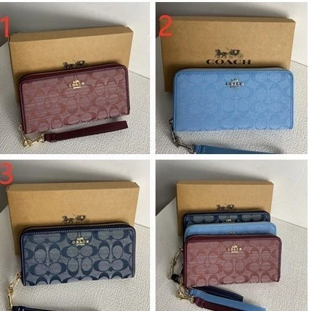 Long Zip Around Wallet-CH369 ผู้หญิง ผ้าใบ กระเป๋าสตางค์  กระเป๋าสตางค์ยาว พิมพ์คลาสสิก หนังแท้ Z77V