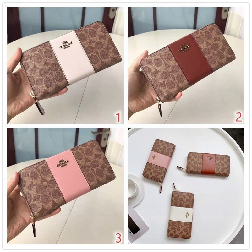 Accordion Zip Wallet In Colorblock 31546 (7.8นิ้ว) กระเป๋าสตางค์ซิปยาวผู้หญิง พิมพ์บล็อกสีวินเทจ Z77