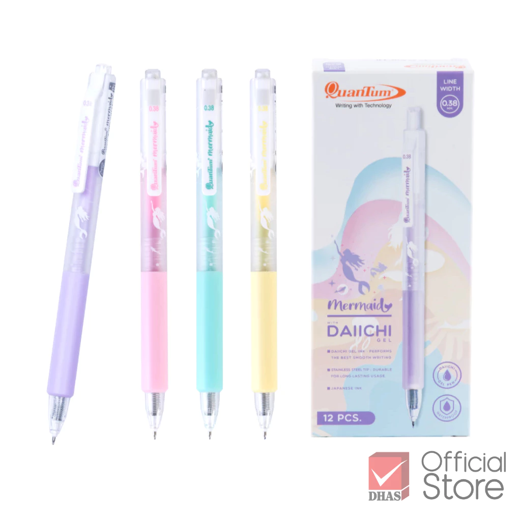 [ยกแพ็ค 12 ด้าม] Quantum ปากกา ปากกาเจล เมอร์เมด 0.38 น้ำเงิน คละสี จำนวน 12 ด้าม