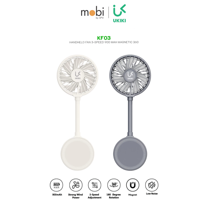 UKIKI KF03 พัดลมพกพา 3-Speed 900mAh Magnetic ติดโทรศัพท์ หมุนได้ 360°