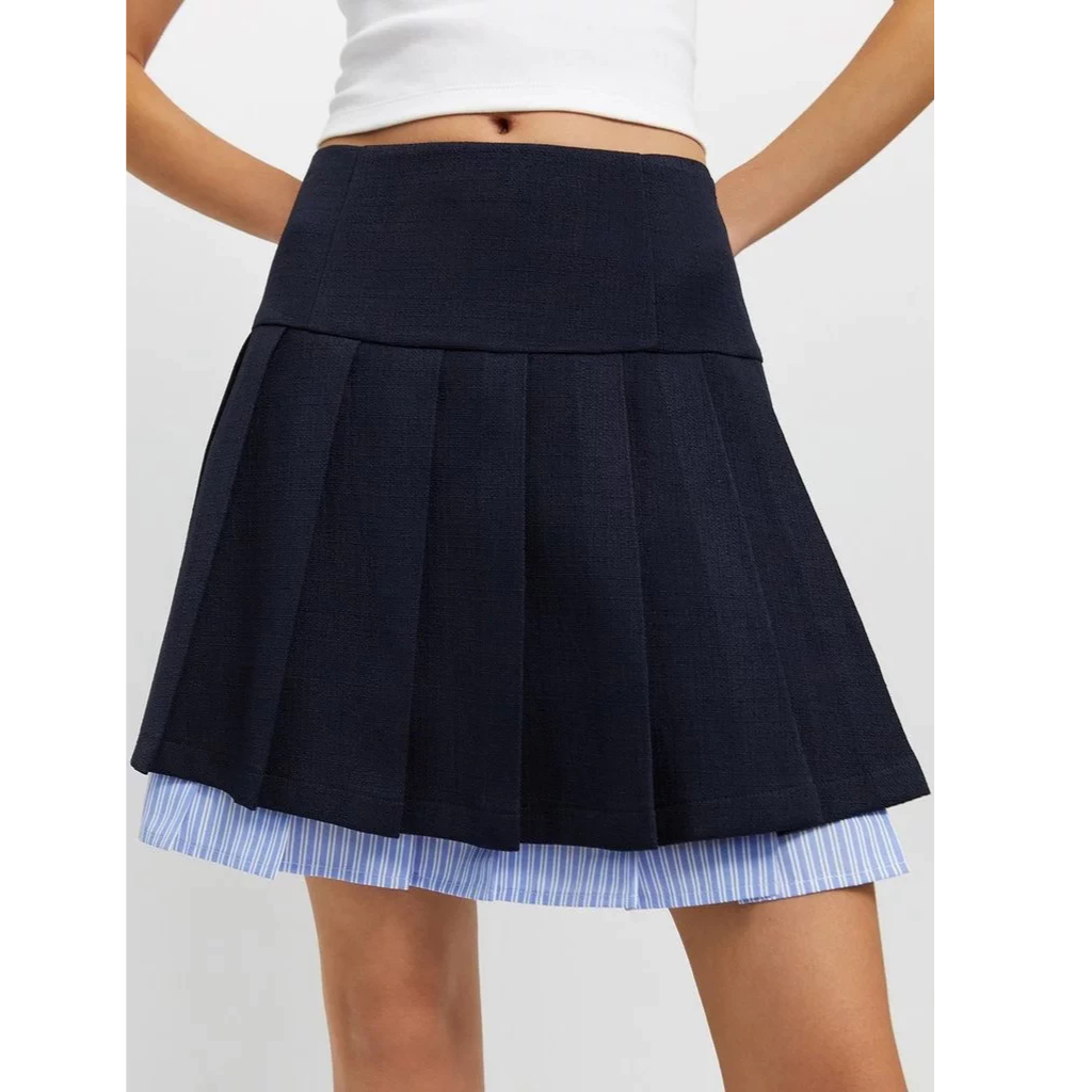 [Pomelo] กระโปรงจับจีบดีไซน์เลเยอร์ / Layered Pleated Skirt