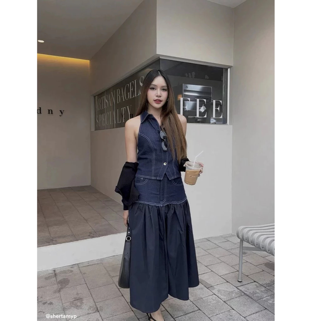 [Pomelo] N/A / Denim Tiered Skirt