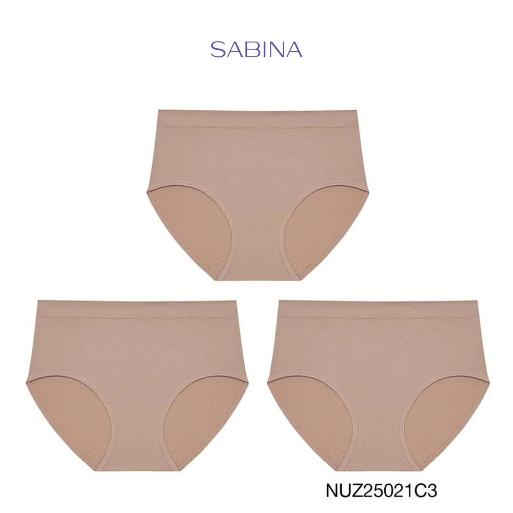 [Online Exclusive] (Set 3 ชิ้น) Sabina Panty Zone Seamless Series กางเกงในทรงเอวสูงปานกลาง รหัส NUZ25021C3 สีเนื้อเข้ม