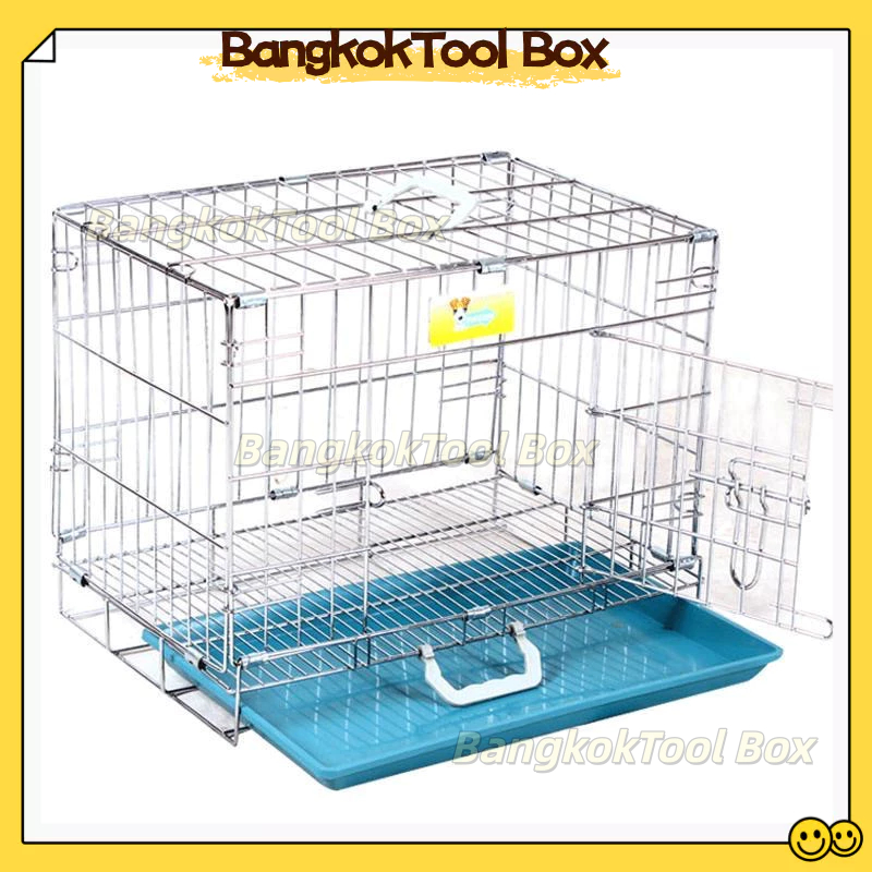 👑👑Bang-กรงสุนัขสแตนเลส กรงพับได้ กรงสัตว์เลี้ยงขนาดกลางและเล็ก กรงแมว กรงสุนัข