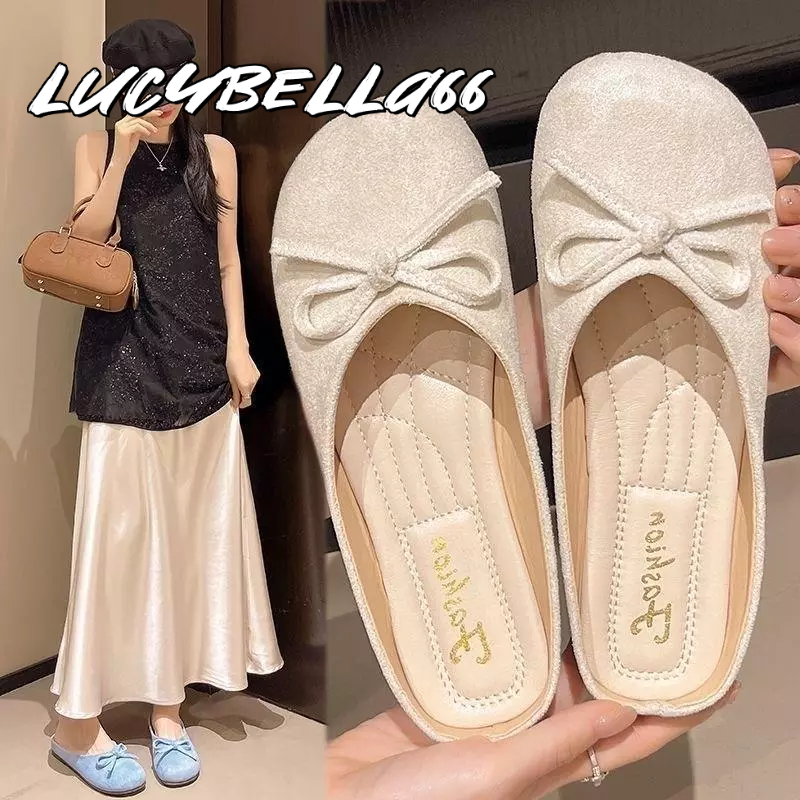 LucyBella66 รองเท้าบัลเล่ต์แฟลต หัวกลม สายคาดแมรี่เจน สไตล์หวาน