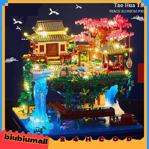<COD>ของเล่นบล็อกนาโน/ทะเลสาบดอกพีช/บล็อกสถาปัตยกรรมเมืองจีนโบราณ/ปริศนาการศึกษา 3D/ของเล่นเสริมการเรียนรู้ สําหรับเด็ก