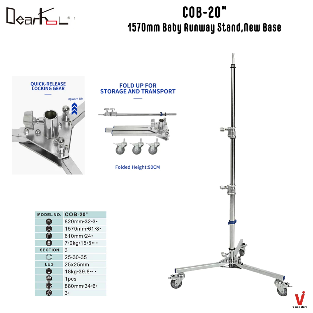 ส่งพัสดุ จ.-ศ. DearKol COB-20" Floor Base Stand, COB-20P Riser 20" Column C-Stand, Monitor Stand Roller ฐานล้อ