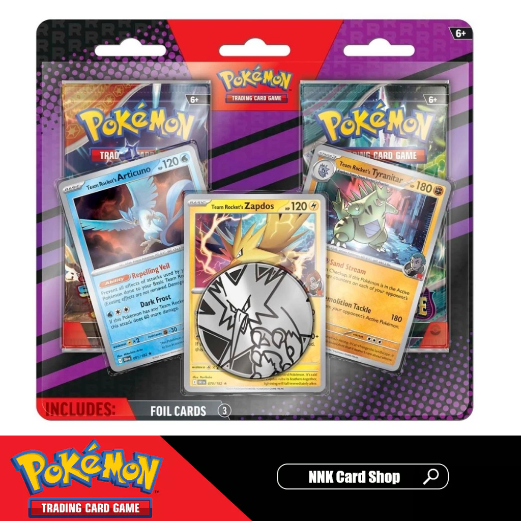 [พร้อมส่ง/ส่งทันที] [Pokemon EN] x1แพ็ก(2ซอง) SV06+SV08: Team Rocket's Articuno/Zapdos/Tyranitar 2-Pack Blister