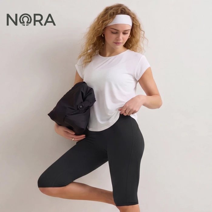 NORA เสื้อยืดออกกำลังกายผู้หญิง ทรงหลวม ผ้าเย็น แห้งเร็ว ระบายอากาศ สำหรับวิ่ง ฟิตเนส ใส่ทุกวัน
