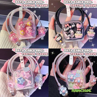 【NK】ตัวป้องกันสายชาร์จ เหมาะสำหรับเคสป้องกันเครื่องชาร์จลายการ์ตูนชุดหัวชาร์จลายคลื่น เคสป้องกัน18/20w charger protector