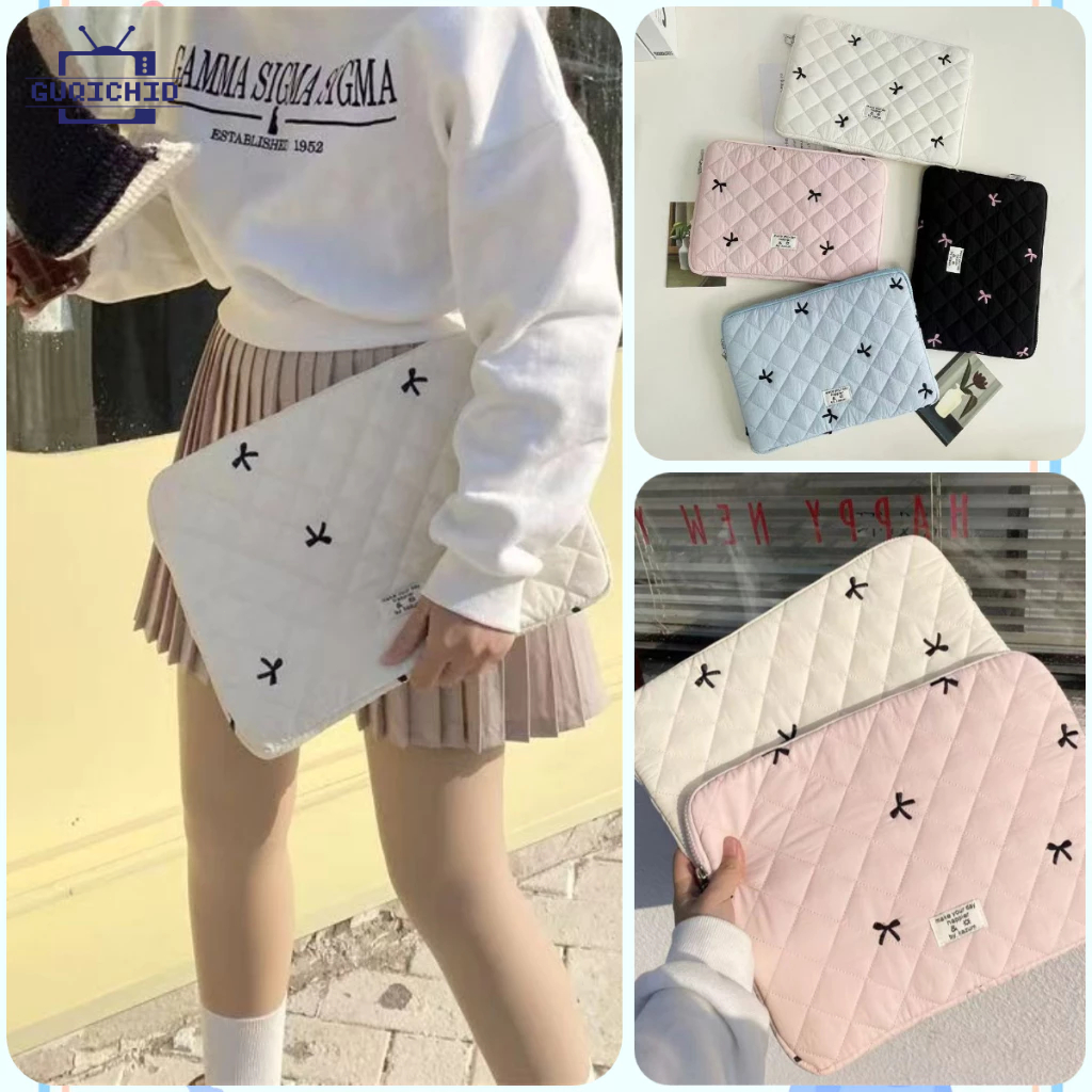 กระเป๋าใส่แล็ปท็อป กันกระแทกกระเป๋าแล็ปท็อปปักลายเกาหลี ปักลายโบว์น่ารัก สําหรับ 13 /14 นิ้ว