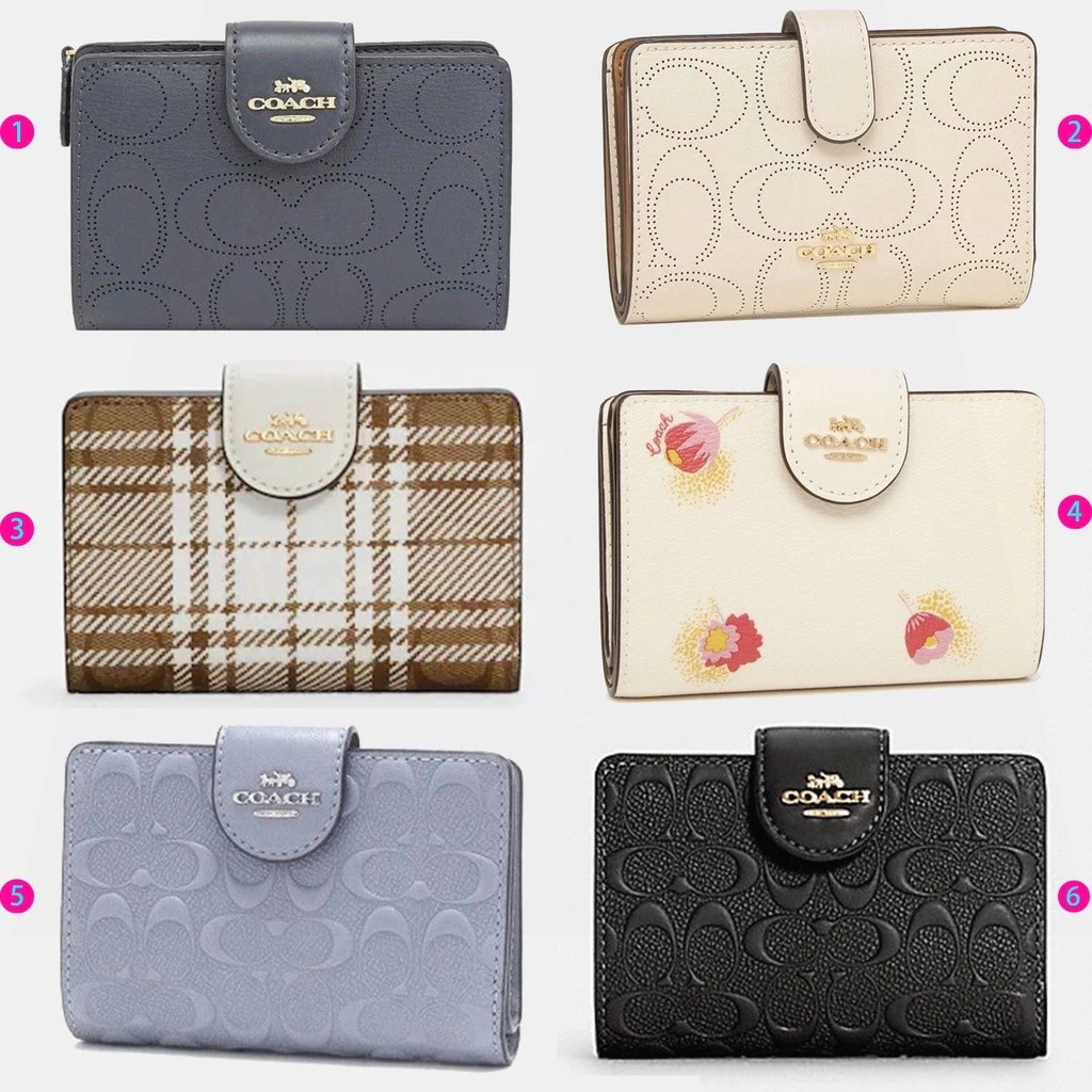 Medium Zip Wallet-C5896 C4768 C6011 สไตล์ปุ่มใหญ่ กระเป๋าสตางค์แบบพับสั้นสำหรับผู้หญิง Z77V58X3