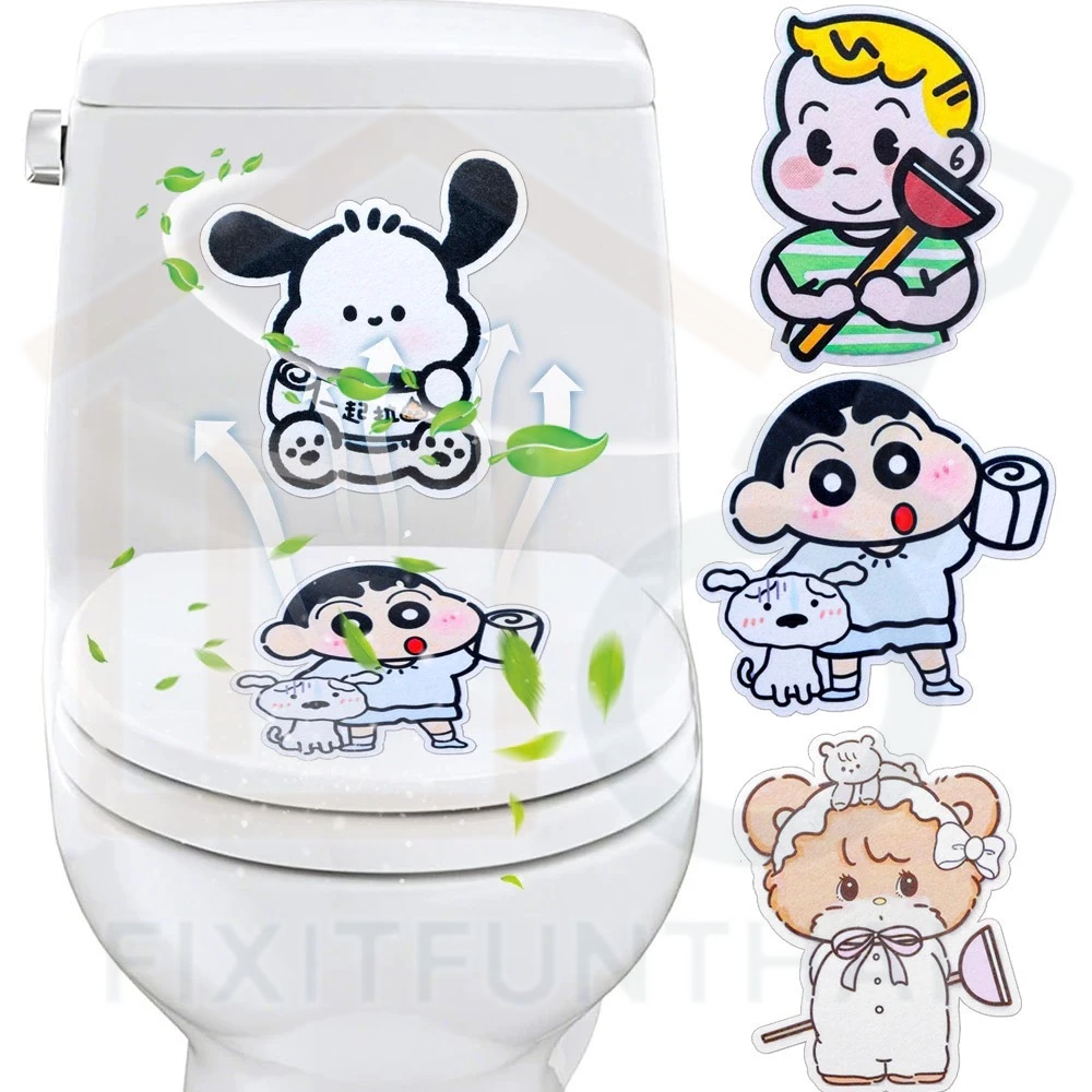 🛠️COD สติ๊กเกอร์ดับกลิ่นห้องน้ำลายการ์ตูน Hello Kitty Crayon Shin-chan ตกแต่งห้องน้ำ สติ๊กเกอร์ดับกลิ่นห้องน้ำ ดอกไม้