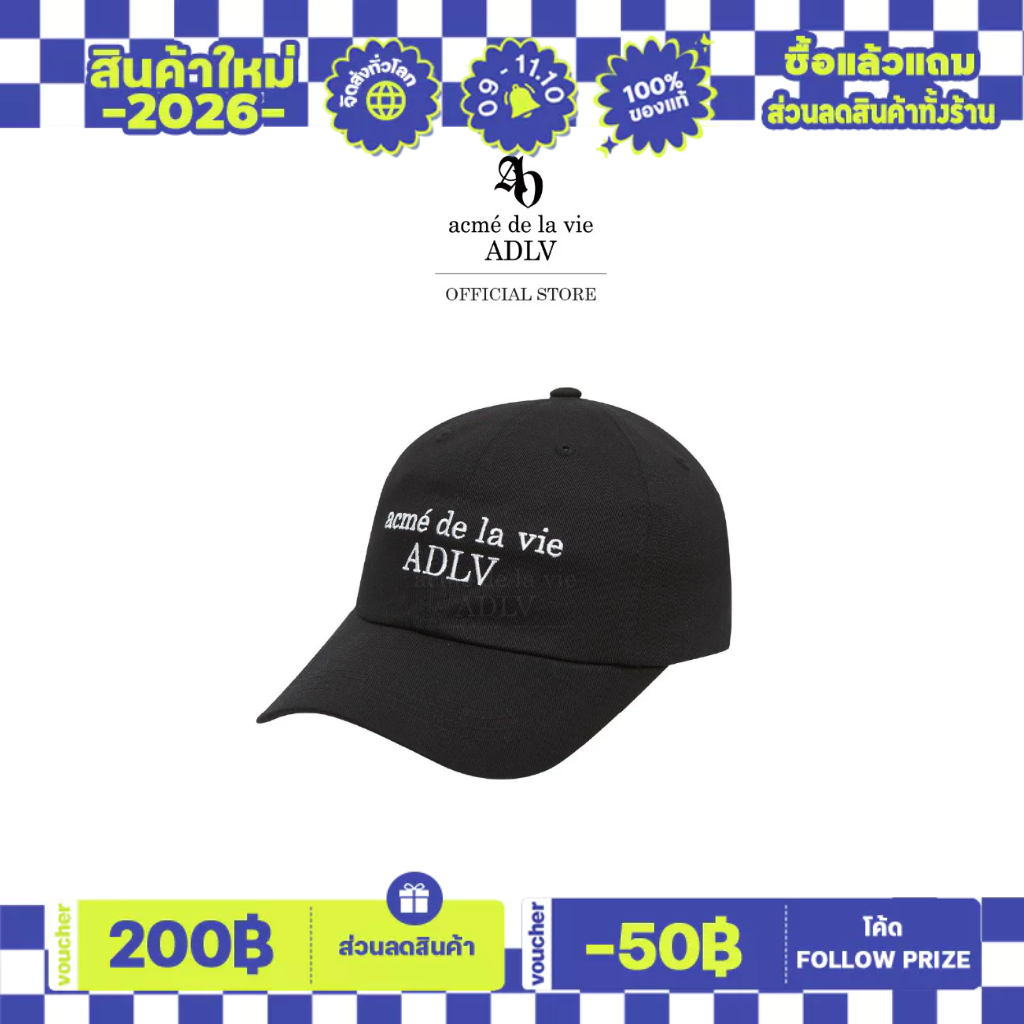 ADLV [acme de la vie] หมวก รุ่น Basic Ball Cap Black (50021OBCCAU_H4BKXX)
